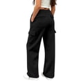 thumbnail image 6 of Wsysadlol Preppy Style Girls Wide Leg Cargo Sweatpants Baggy Pocketed Joggers, Casual Solid Color Sport Trousers Black, 6 of 8