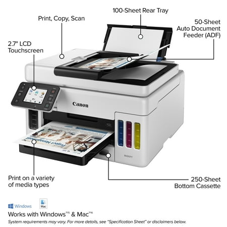 Canon - MAXIFY MegaTank GX6020 Wireless All-In-One Inkjet Printer - White