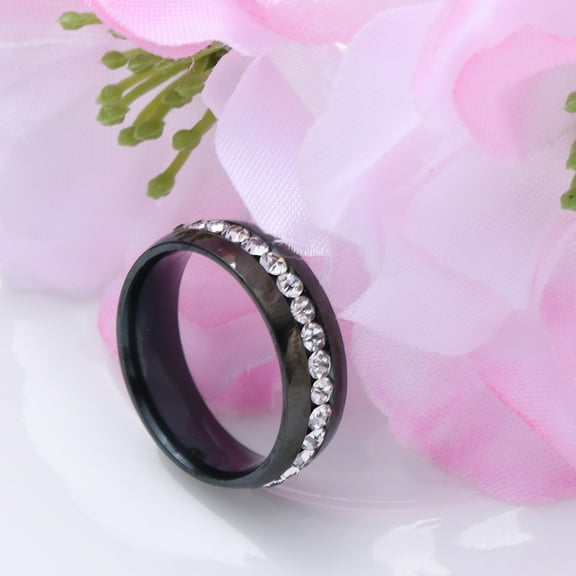 Supvox 1Pack Fake Engagement Rings for Women Black Simple Finger Ring Jewelry for Birthdays