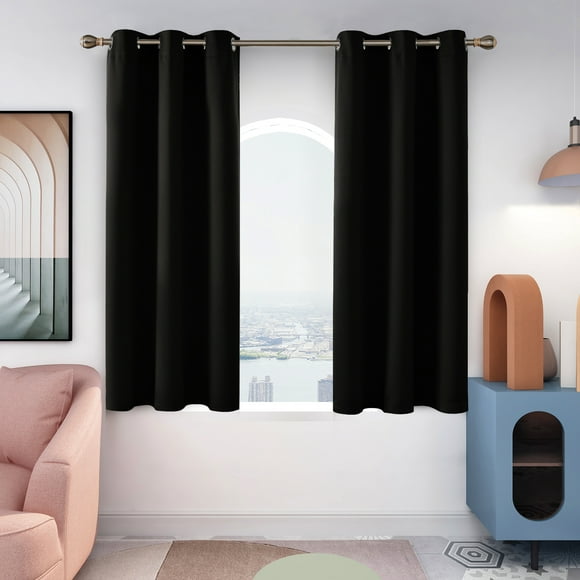 Deconovo Blackout Curtains Grommet Thermal Insulated Room Darkening Window Curtains for Bedroom 42x54 inch Black Set of 2