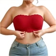 thumbnail image 2 of Byworldtasic Womens Strapless Seamless Wireless Bra Scalloped Edge Front Hook Bandeau Bra Non‑Slip Invisible Comfort Bralette, 2 of 6