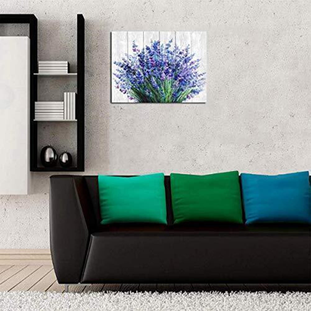 Ana Purple Wall Art Bathroom Decor Rustic Lavender Wall Art Bedroom Pictures Purple Flower Canvas Prints Painting for Living Room Kitchen Farmhouse Home Decoration Vintage Floral Posters 15.7x23.6"