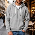 thumbnail image 2 of Men's Fleece Full Zip Hoodie, Fall Long Sleeve Hooded Sweatshirt Coat, Loose Causal Hoodie Jackets with Pockets, 2 of 7