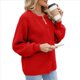 thumbnail image 4 of Suéter de Punto Suave y Grueso de Larga con Botones para Mujer, Cárdigan Informal Holgado con Abertura Frontal para Otoño Rojo Llama L, 4 of 9