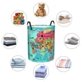 thumbnail image 6 of PAYOHTO Foldable Laundry Room Hamper Bucket Waterproof Bathroom Basket for College Student Living Room Storage Pillows Blankets Cartoon Map of Asia, 6 of 8