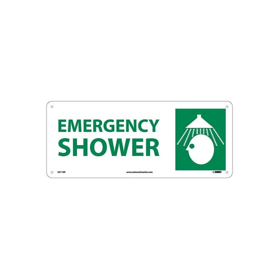 National Marker Notice Signs; Emergency Shower (W/Graphic) 7X17 Rigid Plastic SA116R