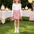 thumbnail image 6 of PEASKJP Girls Denim Skirt Girls Sequin Skirt Girls Fashion Party Ruffle Skirt (Pink,6-7 Years), 6 of 7