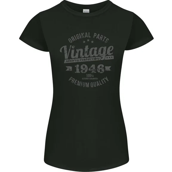 Hot Trending T-Shirt With Vintage Year 79Th Birthday 1946 T-Shirt Black Design Preview Only