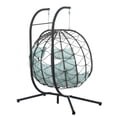 thumbnail image 5 of Blue Steel 2-Person Indoor Outdoor Wicker Hanging Egg Chair with Stand, 5 of 15