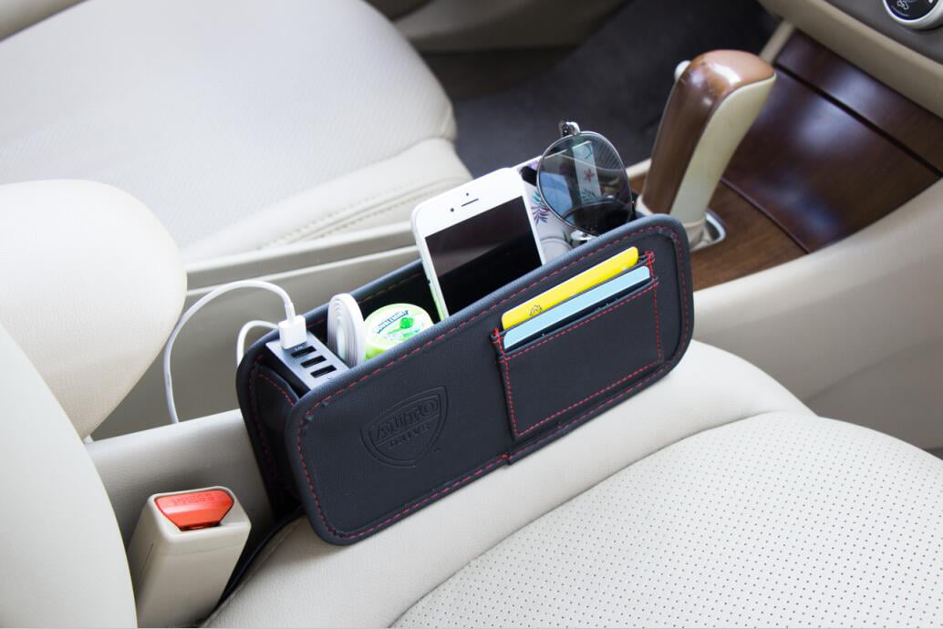 Driver Side Cards Wallets CAMTOA Car Seat Gap Filler,Multifunctional Car Seat Organizer with Cup Holder PU Leather Seat Console Side Pocket Storage Box for Cellphones Keys Sunglasses 