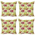 thumbnail image 1 of Ambesonne Floral Throw Pillow Cover 4 Pack, Naive Nature Flowers Art, 20", Pastel Green Multicolor, 1 of 2