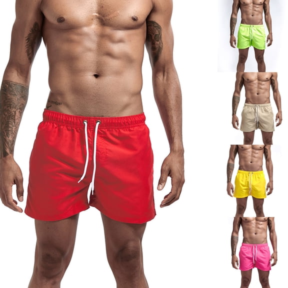 Bathing Suit Men Breathable Hawaiian Print Quick-Dry 4th Of July Swim Trunks with Pockets Upf 50 Sun Protection Beach Wear