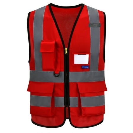 

Enhanced High Visibility Reflective Safety Vests Multi Pockets High Viz Work Vest