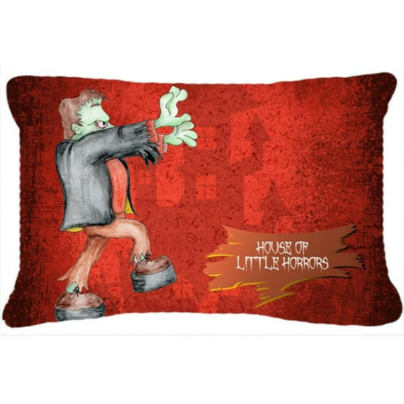 Little House Of Horrors With Frankenstein Halloween Indoor & Outdoor Fabric Decorative Pillow