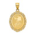 thumbnail image 1 of 14k Solid Satin Polished Virgo Zodiac Oval Pendant in 14k Yellow Gold, 1 of 3