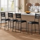 thumbnail image 1 of Set of 4 bar stools - faux leather forrado bar sillas con de madera back, footrest, y thick cushion - counter height para kitchen island o apartment (negra), 1 of 7