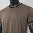 thumbnail image 4 of Mens Shirts,Mens Fashion Deep V Neck Short Sleeved T Shirt Cotton Elastic Bottoming Shirt Small Stand Up Collar In Summer,Shirts for Men,Men's T-shirts(Color:Coffee,Size:2XL), 4 of 7