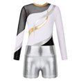 thumbnail image 3 of Haitryli Ballet Dance Jersey Leotards for Girls Biketards Sparkly Bodysuit with Shorts Outfits Gymnastics Dancewear White&Silver 14, 3 of 7