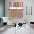 thumbnail image 5 of Vintage Color Stripes Kitchen Curtains Valances and Tiers Set of 3 Orange Yellow Gray Striped Retro Lines Tier Curtains and Valance with Rod Pocket for Small Windows, 27.5"x24", 5 of 9