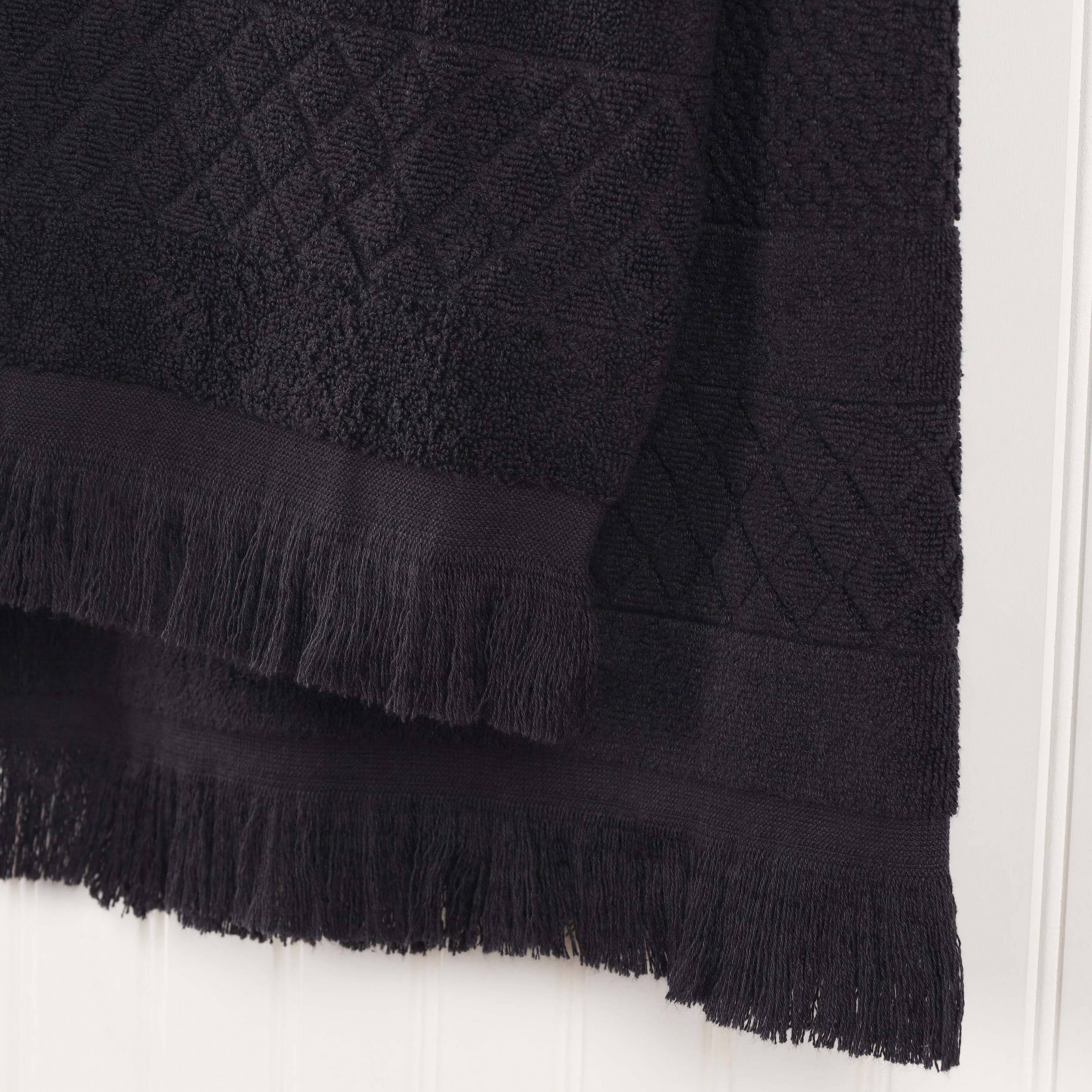 Superior Rolla Cotton Geometric Soft 12 Piece Towel Set, Black