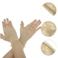 thumbnail image 2 of Unique Bargains 1 Pair Sunblock Fingerless Gloves Flower Mesh Sun Block Driving Gloves for Women Apricot, 2 of 5