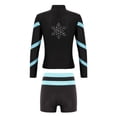 thumbnail image 2 of Yeahdor Kids Girls 2Pcs Gym Workout Outfit Long Sleeve Stand Collar Coat with Shorts Exercise Running Sportswear Light Blue 16, 2 of 5