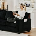 thumbnail image 5 of 84.25" Modern Sectional Sofa Couch with Cup Holder and Side Pockets, 3-Seater Modular Corduroy Compact Sofa Couches Set for Living Room, Apartment, Home Office, Black, 5 of 7