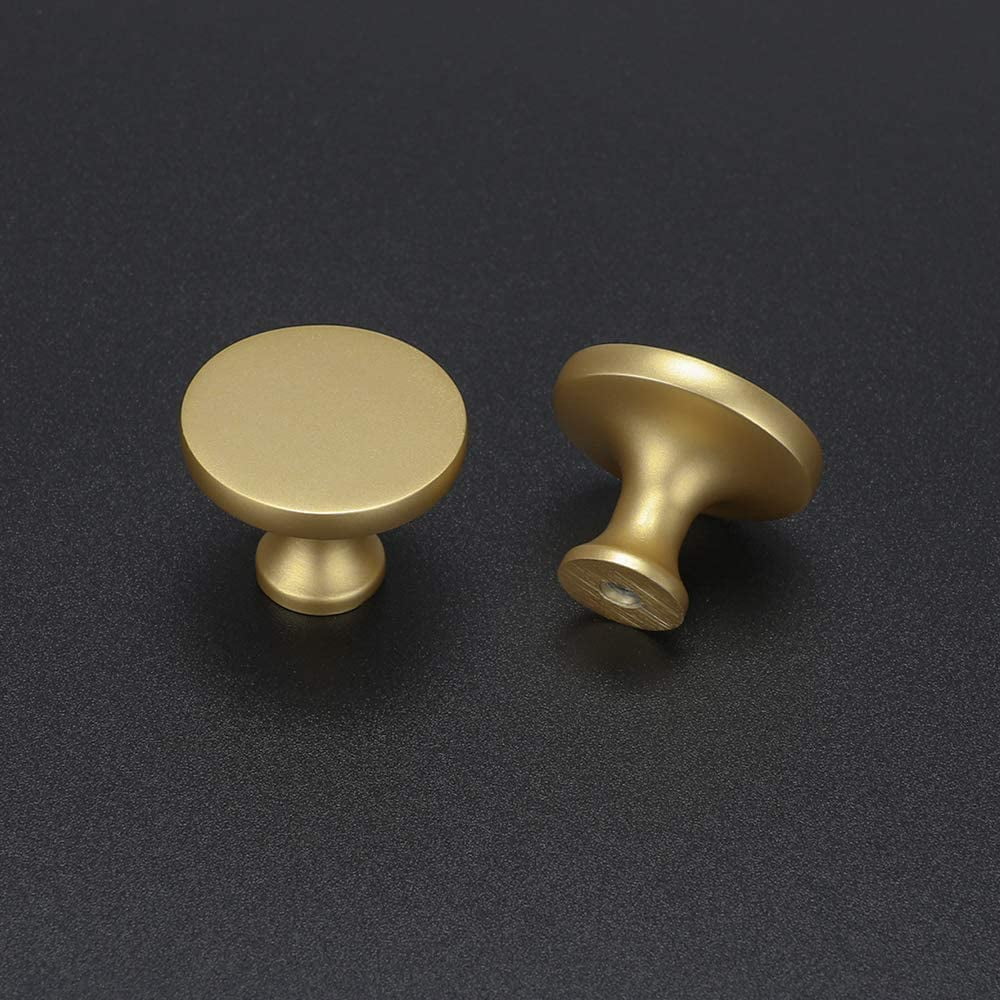 Goldenwarm Modern Cabinet Knobs Brushed Gold Knobs for Drawers Zinc Alloy Brass Round Knobs 25Pack