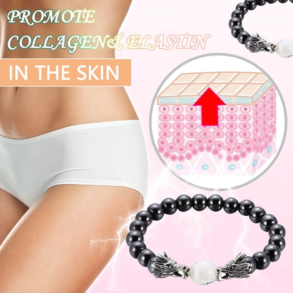 Kiplyki Ladies Personality Fashion Oval Magnetic Black Gallstone Beaded Beach Anklet