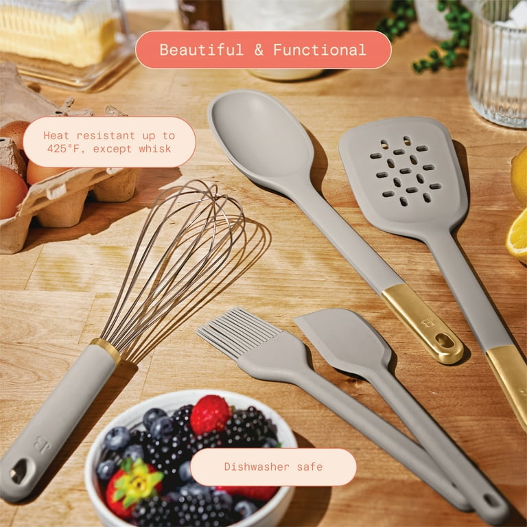 Beautiful 5-Piece Kitchen Tool Set, Porcini Taupe by Drew