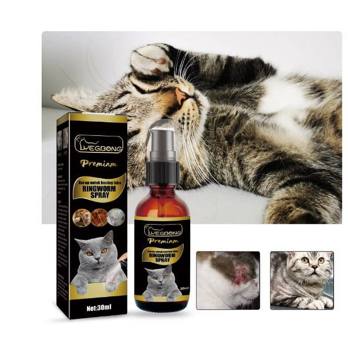 Frusde Pet Skin Care Spray Cat Ringworm Treatment Dermatitis Eczema Remove Cat Itching Relief Spray