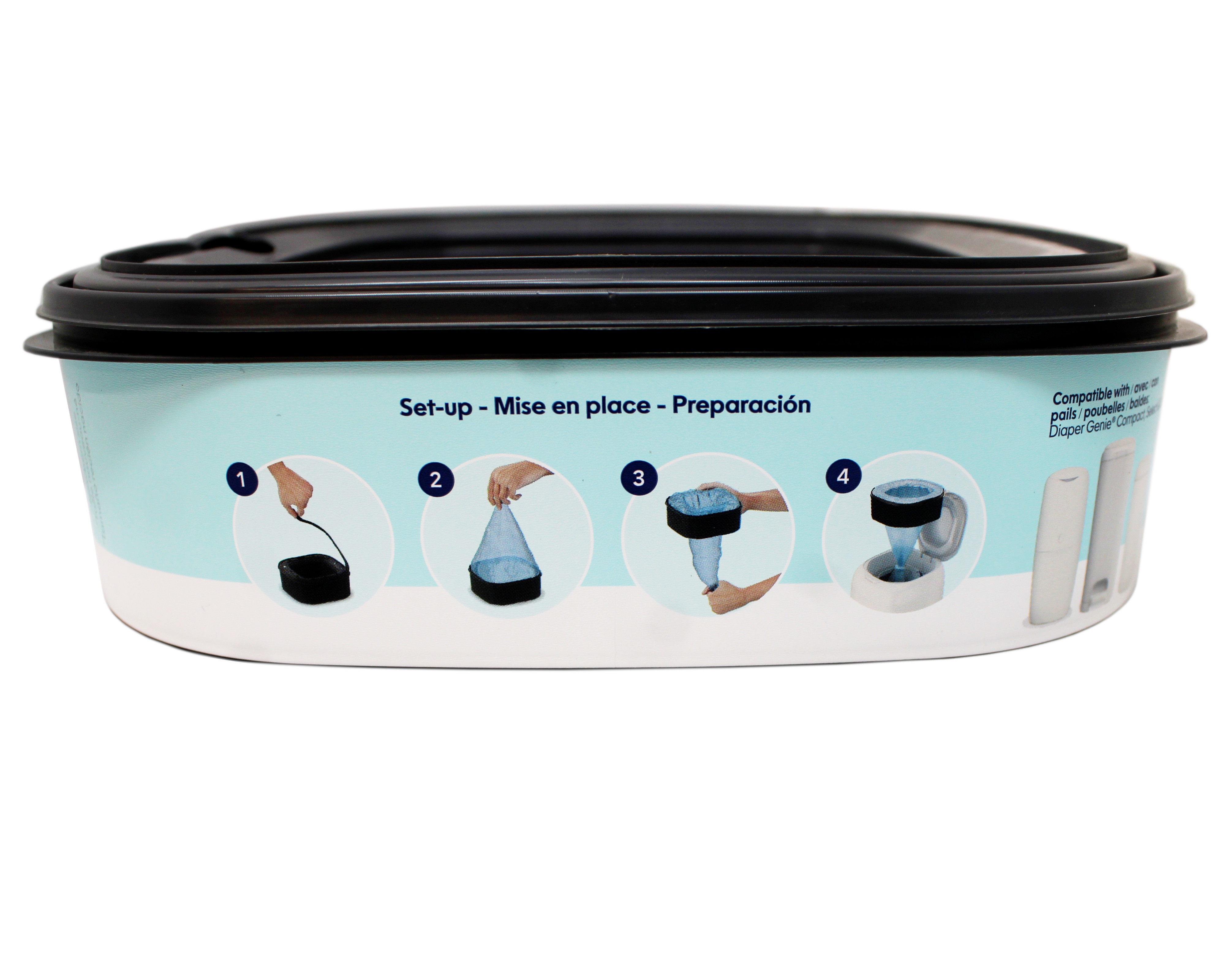4 Pack - Diaper Genie Square Refill, can Hold up to 270 Newborn-Sized Diapers, Max Odor Lock, Unscented