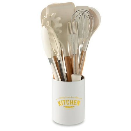 

Silicone Cooking Utensil 10 Pieces Non-Stick Silicone Kitchen Utensils Cooking Spatula with Storage Bucket