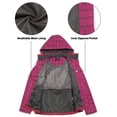 thumbnail image 6 of Women's Waterproof Rain Jacket Lightweight Windbreaker Breathable Raincoat with Hood for Outdoor Hiking (Purple Plaid L), 6 of 7