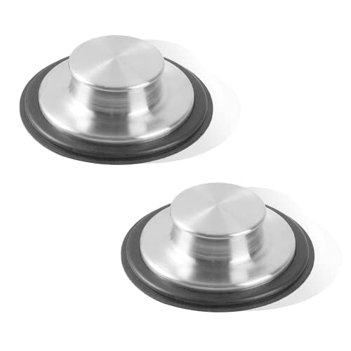 (2-Pack) Stainless Steel Kitchen Sink Stoppers - 3.35” x 1.18” Universal Fit Sink Drain Stoppers- with Strong Rubber Seal and Round Knob Grip - Suitable Replacement