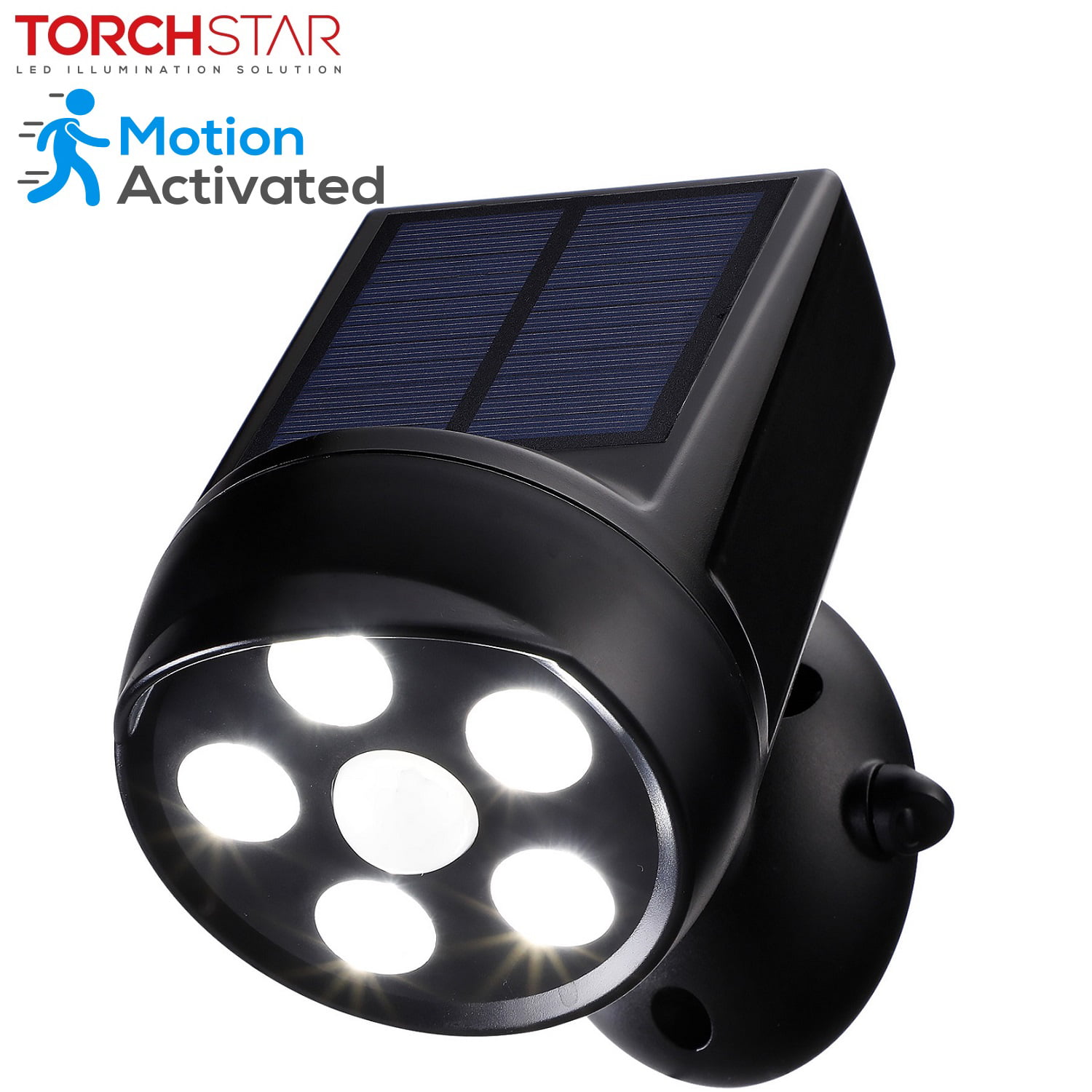 TORCHSTAR Outdoor LED Solar Motion Sensor Security Lights, Black
