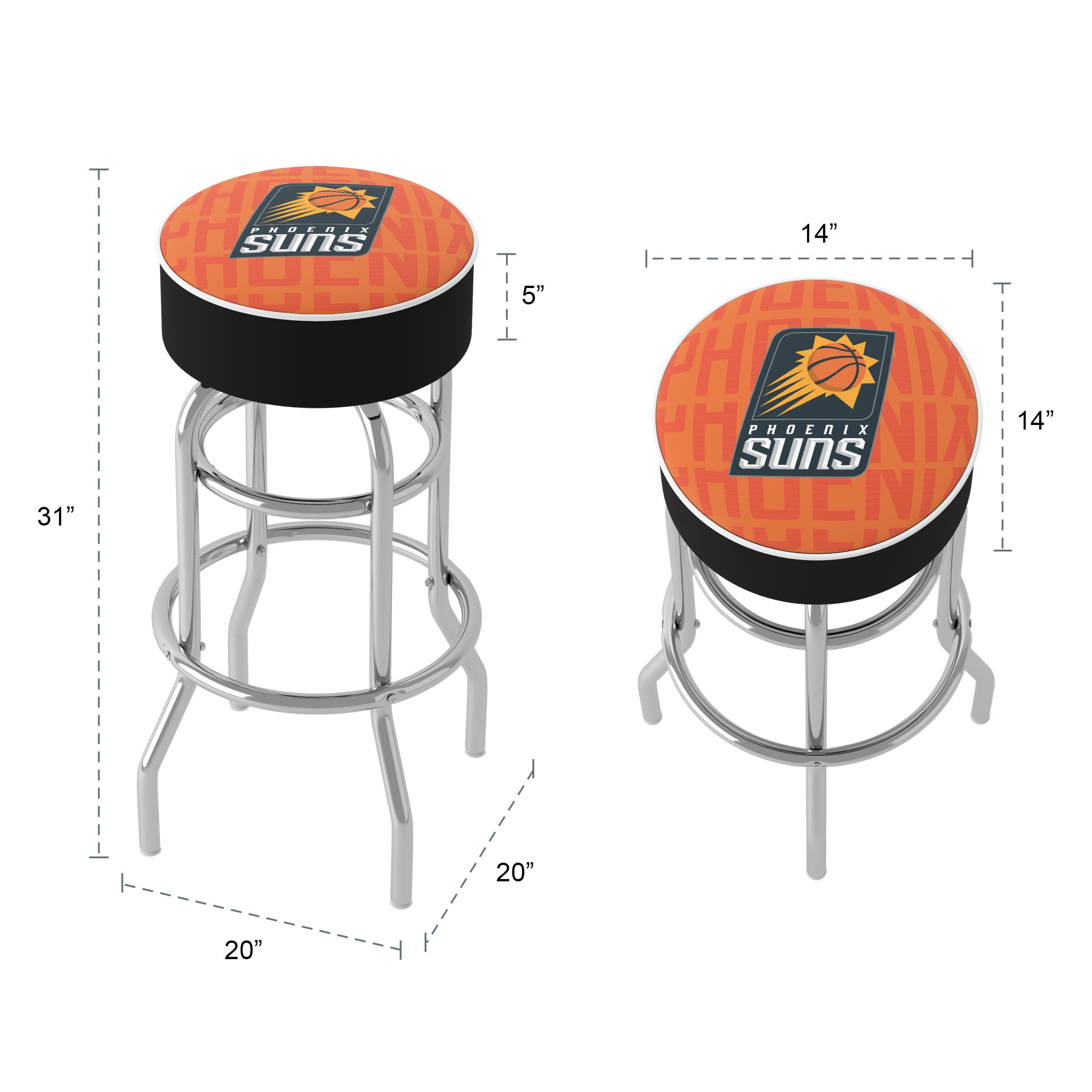 Trademark Gameroom Phoenix Suns City Bar Stool with Padded Seat