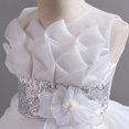 thumbnail image 6 of MKOSPLRT Toddler Girls Princess Tutu Dress Sleeveless Swing Birthday Party Tiered Dress High Low Sparkly Sequined 3D Floral Pageant Dress, 6 of 9