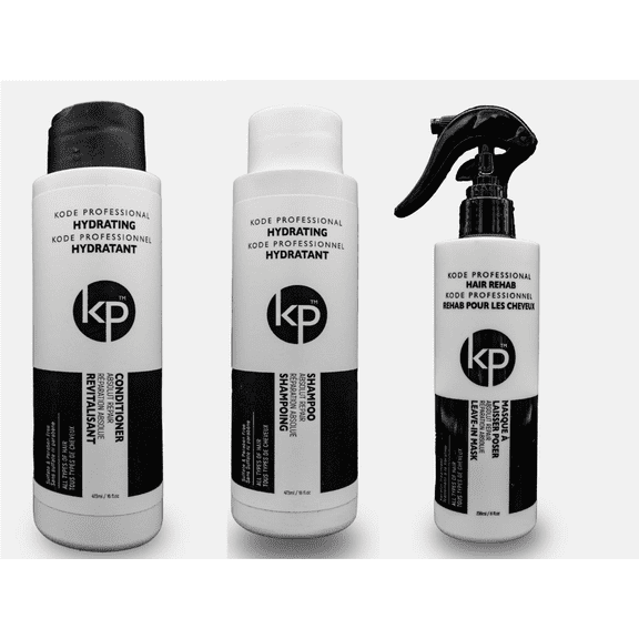 Kode Professional Hydrating Shampoo (16 floz) Conditioner (16 floz) Hair Rehab Mask (8 floz) | Paraben Sulfate Free