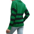thumbnail image 5 of Xuanfei Women Striped Lapel Collar Long Sleeve Ribbed Knitted Sweaters, 5 of 7
