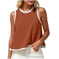 thumbnail image 2 of TGSLY Color Block Contrast Trim Tank Tops for Women Crew Neck Sleeveless Blouses A-Line Flowy Loose Fit Solid Color Going Out Tshirts S, 2 of 6