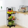 thumbnail image 7 of 3 Layer Fruit Baskets on Wheels,Fuleadture Market Basket Stand Rolling Stackable Baskets Metal Wire Basket with Wheels Stackable Storage Bins for Kitchen Living Room Bedroom and Bathroom, 7 of 7