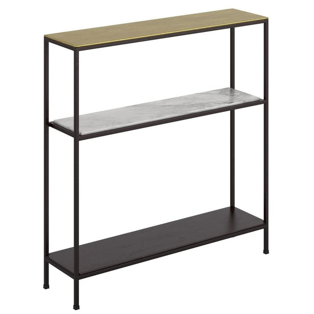 Chic industriel Métal et Marbre Console - Or Antique et Noir