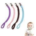 thumbnail image 2 of Clips para chupetes de bebé para niños y niñas, paquete de 4, material trenzado, clip anticaída para chupete universal con almohadilla de silicona, 2 of 8