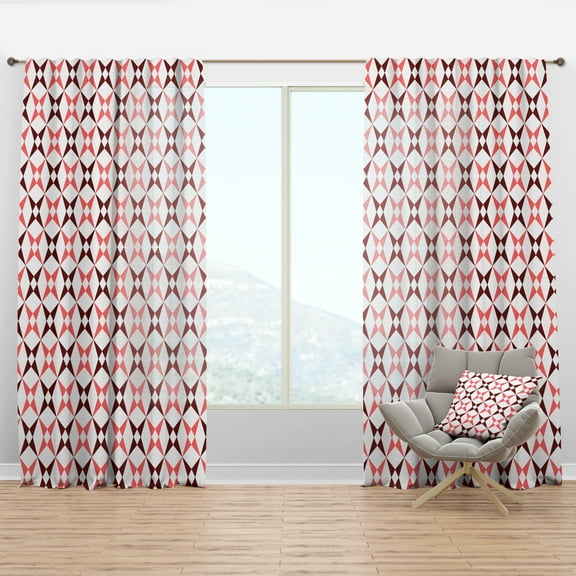 Designart 'Grid Retro Pattern I' Mid-Century Modern Curtain Panel