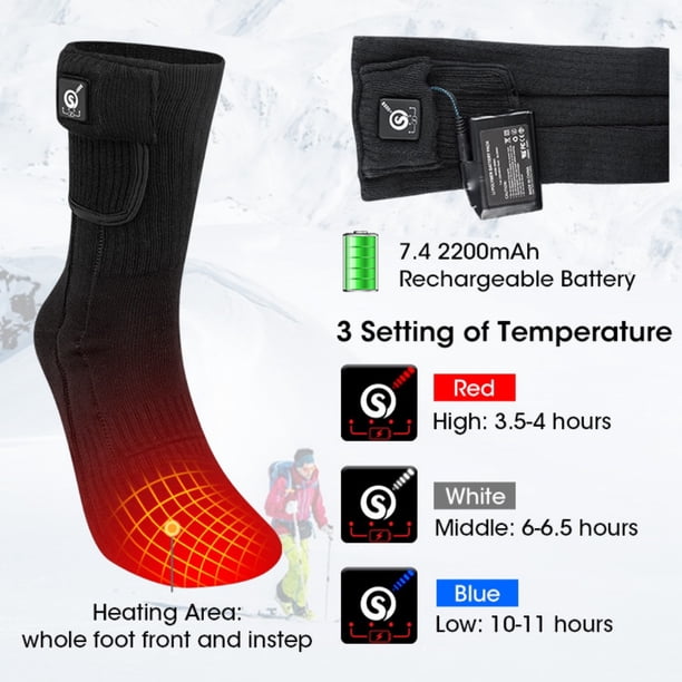 Chaussettes Chauffantes électriques – 3 Niveaux De Chaleur, Batteries 7,4V, Pour Homme/femme (taille XL)