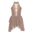thumbnail image 2 of iiniim Kids Girls Figure Ice Skating Sparkle Sleeveless Gymnastics Leotard Ballet Lyrical Dance Dress Dusty Pink 12, 2 of 6