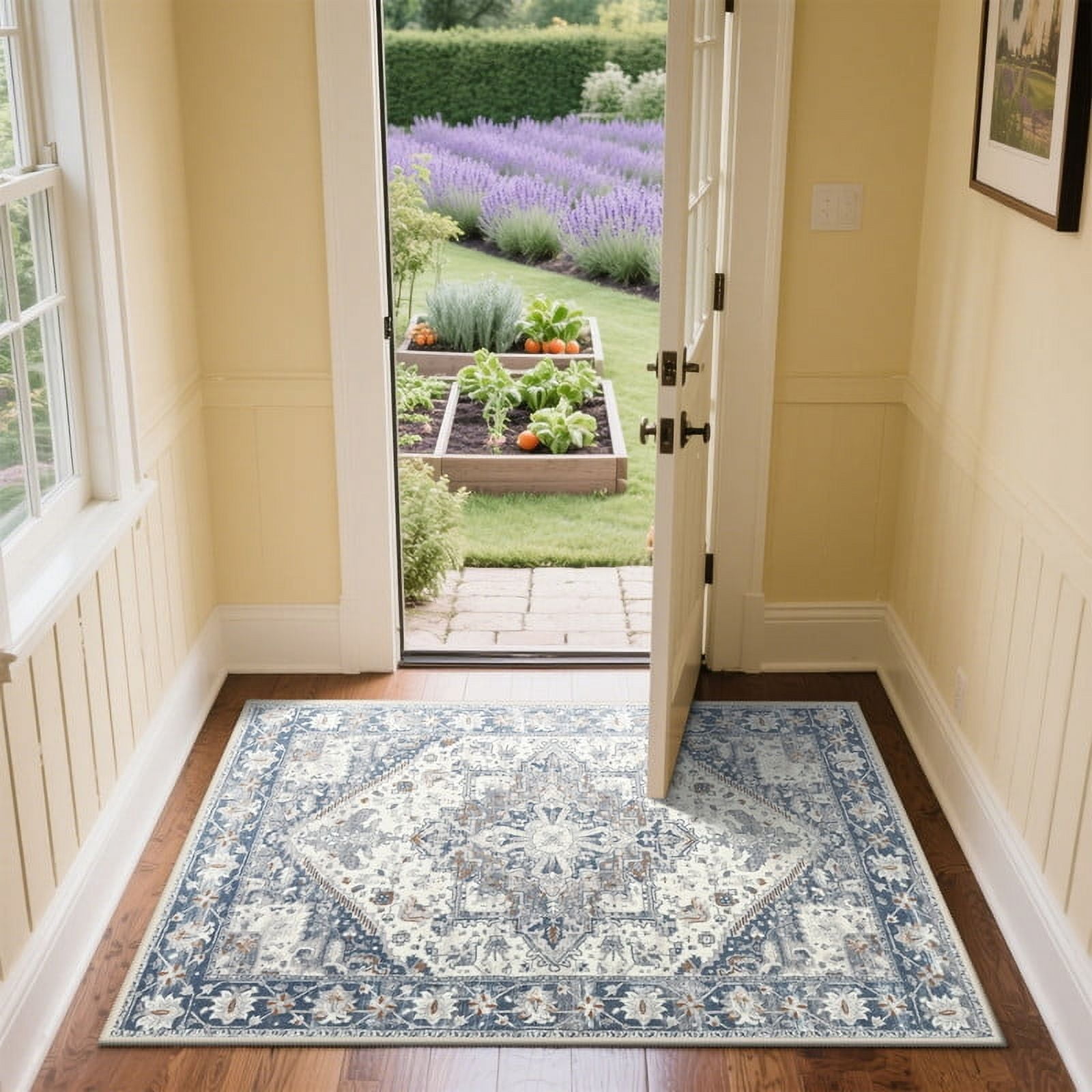 TWINNIS Boho Area Rug Soft Indoor Living Room Carpet,Light Blue Bohemian Rug for Bedroom,2'x3'Non-Slip Washable Decorative Rug