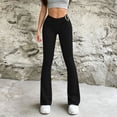 thumbnail image 4 of SEMPAI Women's Foldover High Waist Bootcut Yoga Pants Plain Tummy Control Workout Flared Leggings, 4 of 5
