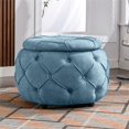thumbnail image 2 of Large Storage Ottoman with Lid, Modern Button Tufted Ottoman Foot Rest, Multifunctional Upholstered Ottoman Stool, Coffee Table, Sofa Side Table for Living Room, Bedroom, Hallway, Blue, 2 of 7
